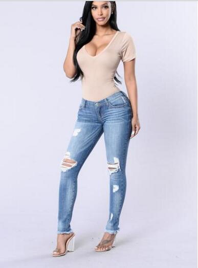 SZ60104 Denim Destroyed Skinny Jeans